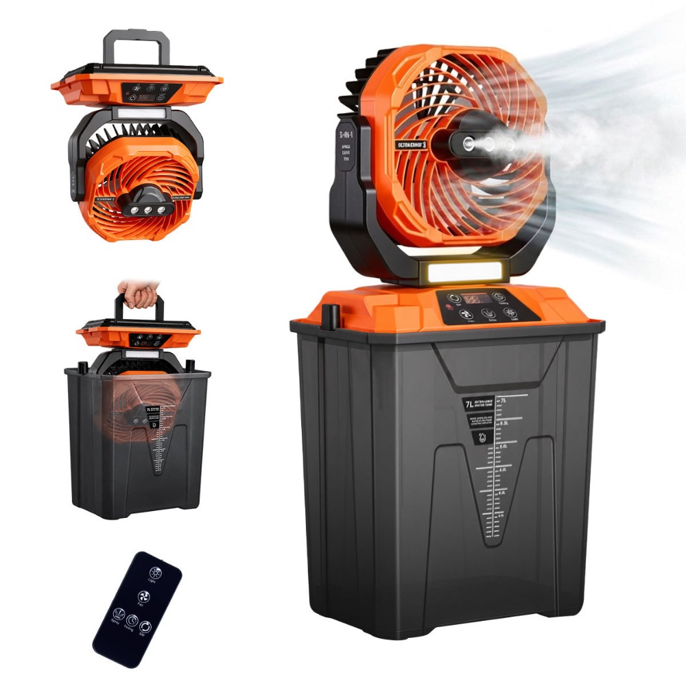 Outdoor Camping Misting Fan - Large Water Tank Spray Camping Fan