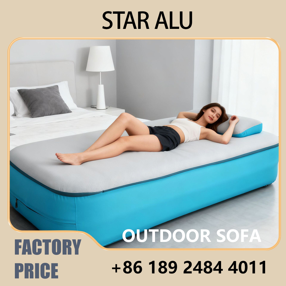 Bed Outdoor Camping - Inflatable Camping Mattress with Built-in Pillow,