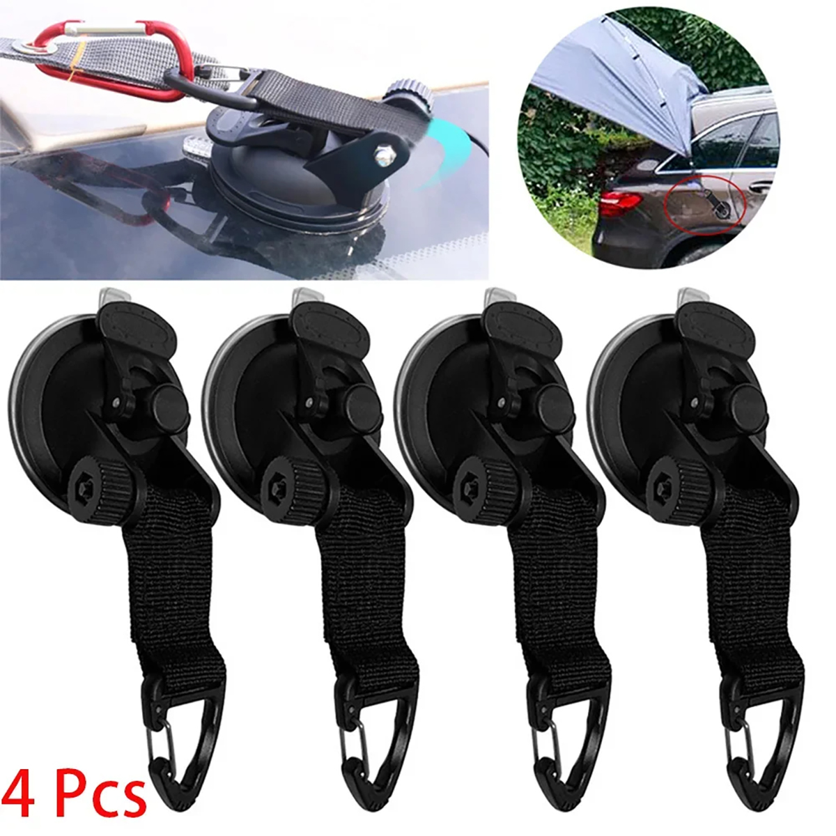 Camping Zelt Outdoor - 4PCS Auto Zelt Saugnäpfe Schnalle Seite