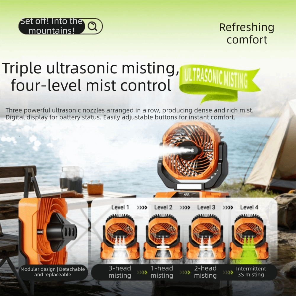 Large Water Tank Spray Camping - Outdoor Camping Misting Fan 评论和价格