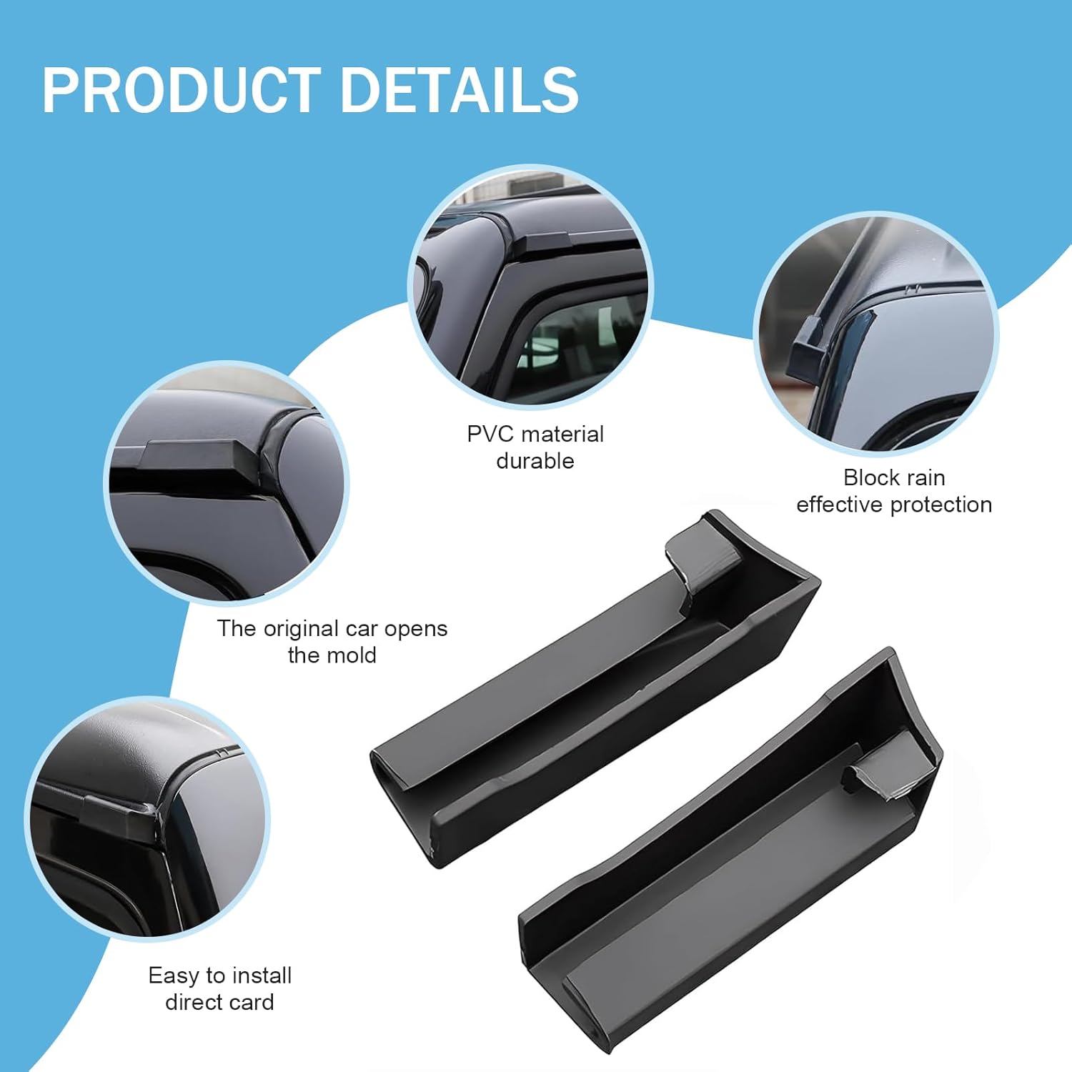 2Pcs Black Rain Gutter for Jee - Outdoor Camping Jeep 评论和价格
