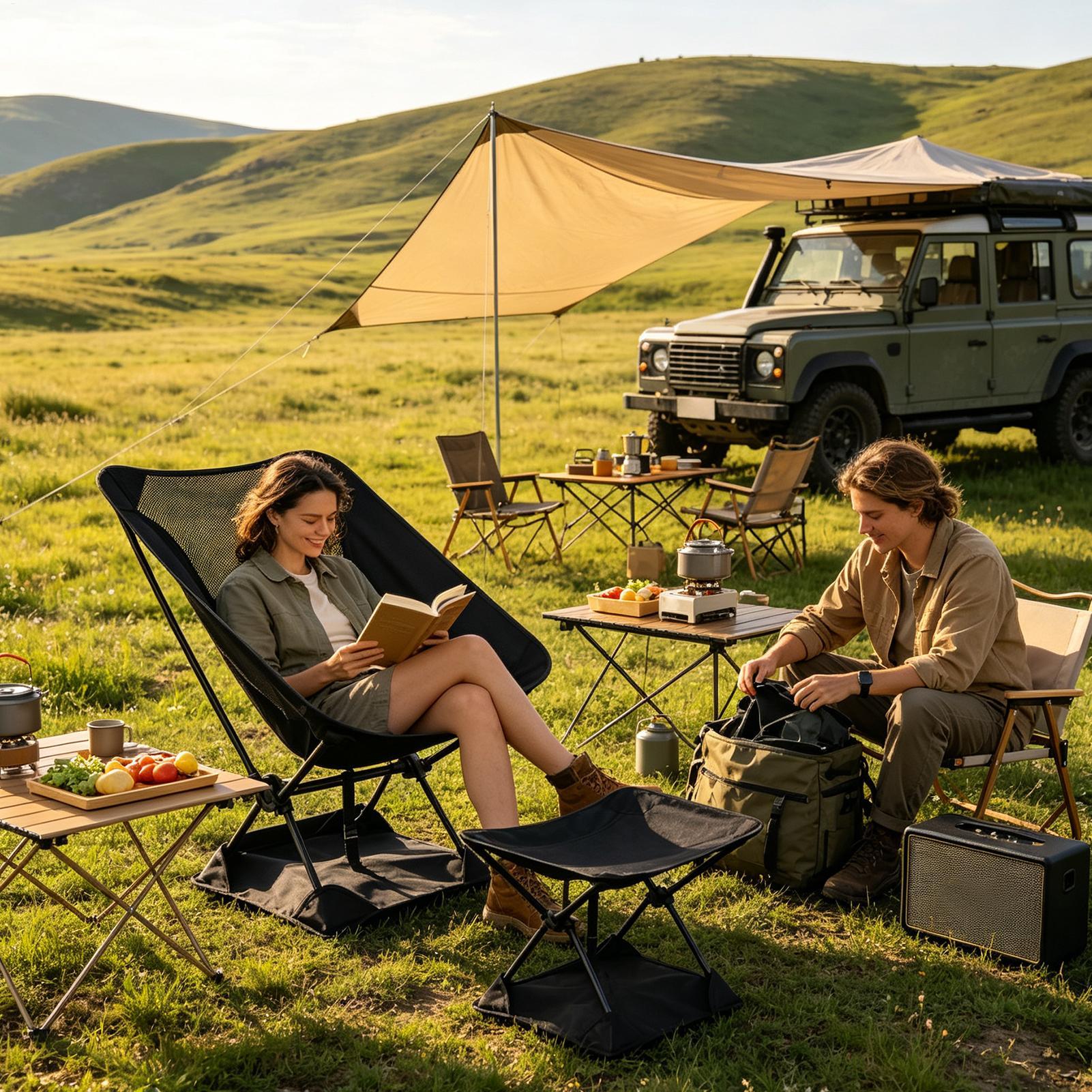 Oxford Cloth Anti-Sink Camp Ch - Outdoor Camping Table And Chairs 评论和价格